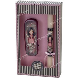 CANDLE SANTORO GORJUSS WITH METAL CASE LITTLE WINGS 