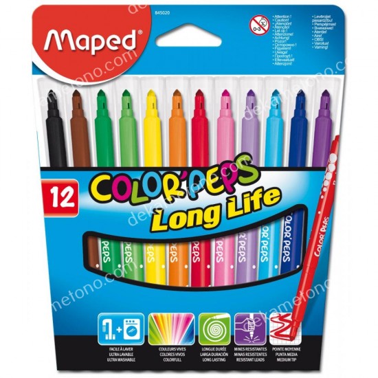 μαρκαδοροι color' peps long life x12 neo σε χαρτινη συσκευασια 02.03.0051