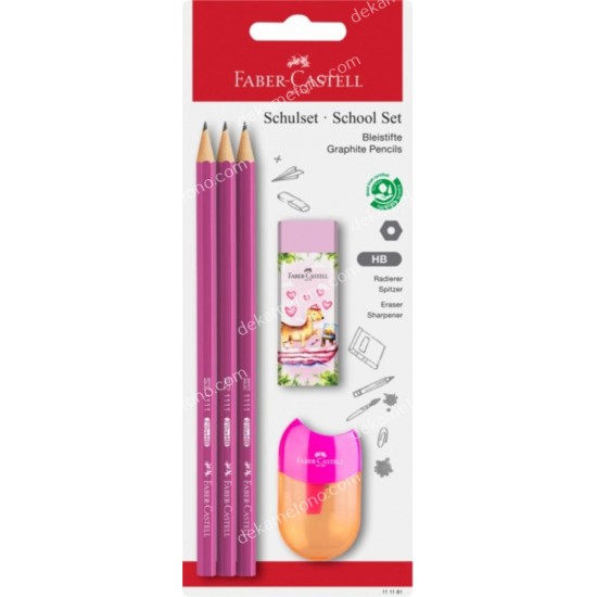 σετ 3 μολυβια γομα ξυστρα faber castell 02.14.0147