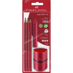 ΣΕΤ (3ΜΟΛΥΒΙΑ, ΓΟΜΑ, ΞΥΣΤΡΑ) GRIP RED FABER CASTELL 