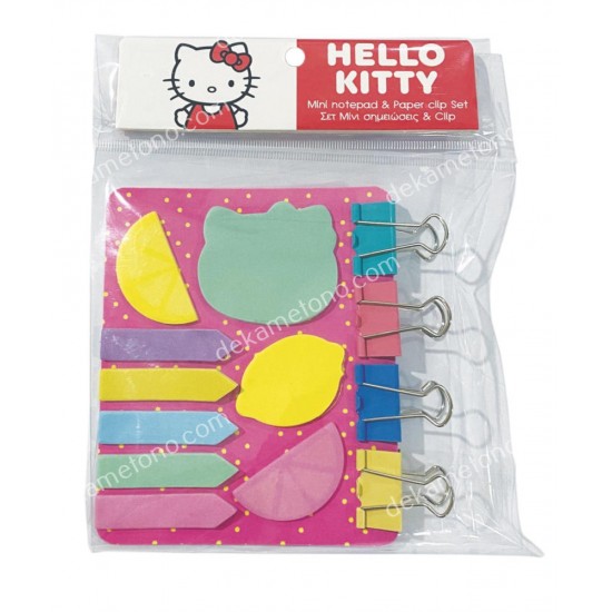 σετ μινι σημειωσεων post it- σελιδοδεικτεσ- clips hello kitty lemonade gim 01.01.0044