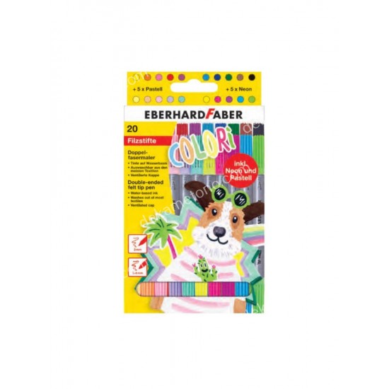 μαρκαδοροι με 2πλη μυτη σετ 10τμχ 20 χρωματα eberhardfaber 02.03.0044