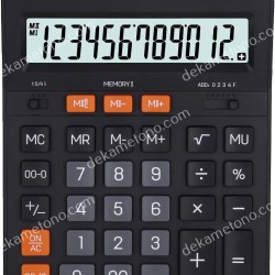 DELI ΑΡΙΘΜΟΜΗΧΑΝΗ 12 ΨΗΦΙΩΝ ΔΙΠΛΗ ΜΝΗΜΗ ΜΠΑΤΑΡΙΑΣ /ΗΛΙΑΚΗ 21X16X3.6 ΜΑΥΡΗ 444