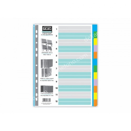 ευρετηριο χαρτινο χρωματιστο skag 12φυλλα. 01.14.0036