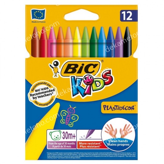 κηρομπογιεσ 12 τεμαχια bic kids plastidecor 02.06.0003