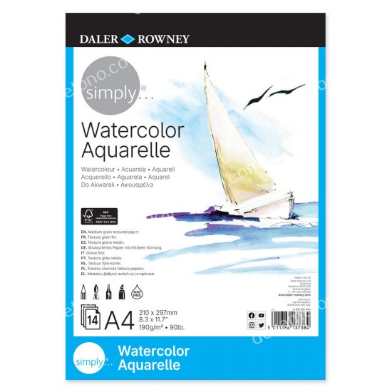 μπλοκ daler rowney watercolor a4 190gr 02.08.0097