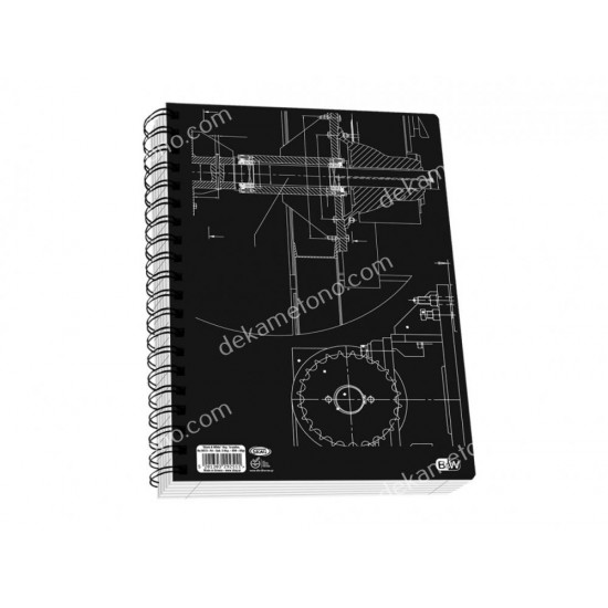 τετραδιο σπιραλ black and white a4 2θεματων νο9072 skag 02.11.0334